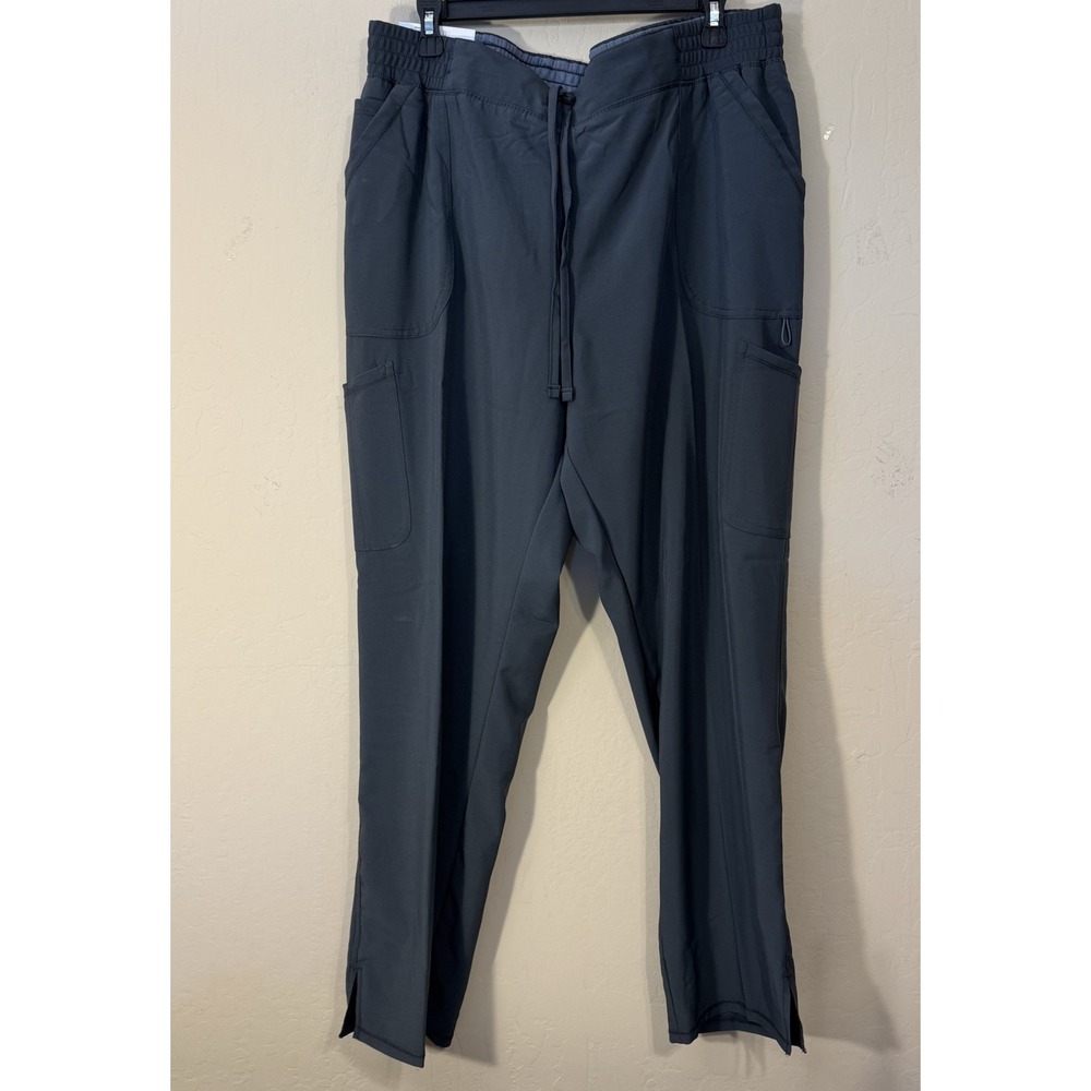 ScrubStar Pants Women XL Pull-On Straight Leg Pockets Yoga Waistband Gray NEW